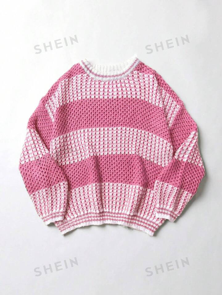 SHEIN EZwear Women's Contrast Crew Neck Sweater | SHEIN