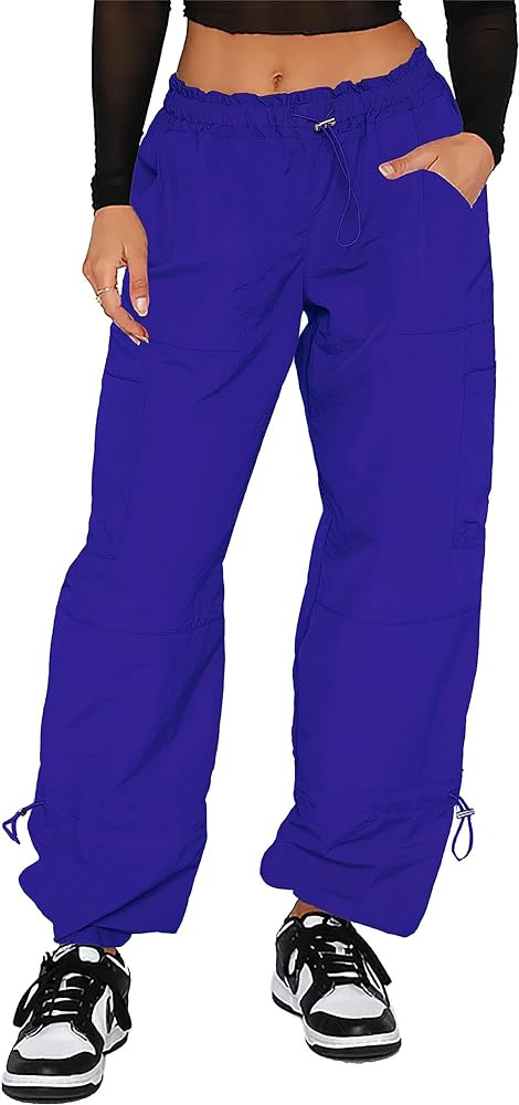Waitfairy Parachute Pants for Women,Baggy Fit Cargo Pants with Pockets | Amazon (US)