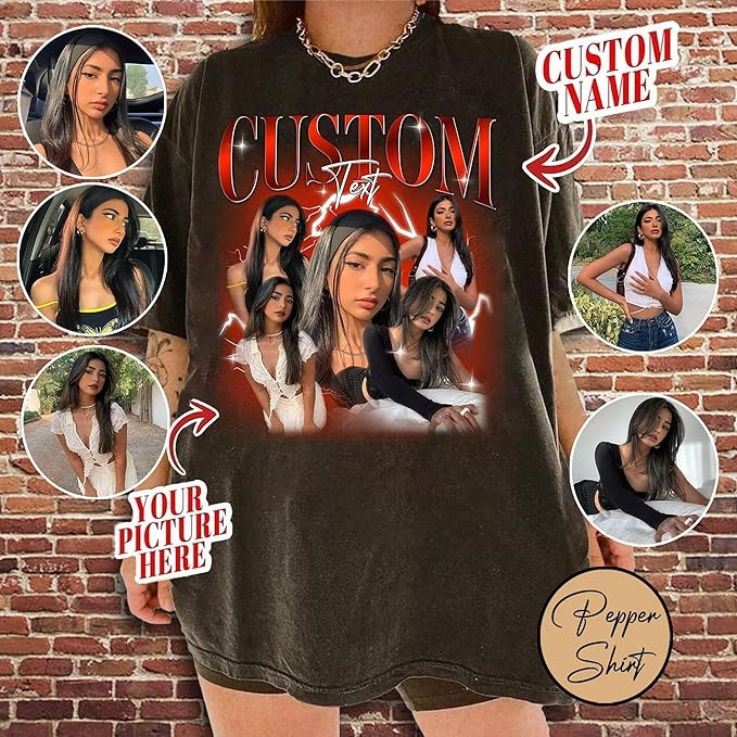NAZENTI Custom Bootleg Rap Tee, Custom T-Shirts with Picture, Retro Custom Bootleg, Valentine's G... | Amazon (US)