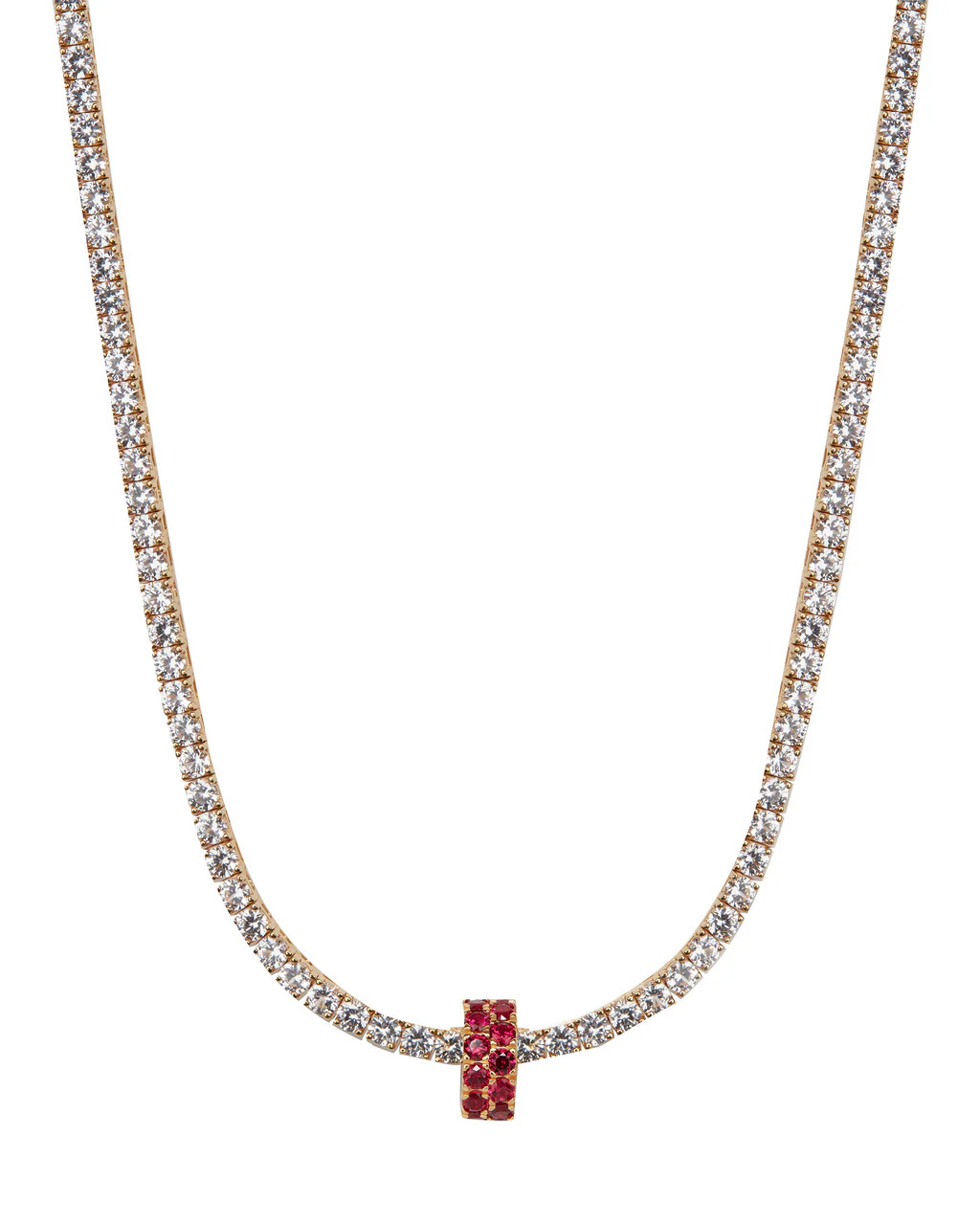 TWO-ROW RIVIÈRE PENDANT, LAB RED SAPPHIRE, GOLD | Dorsey