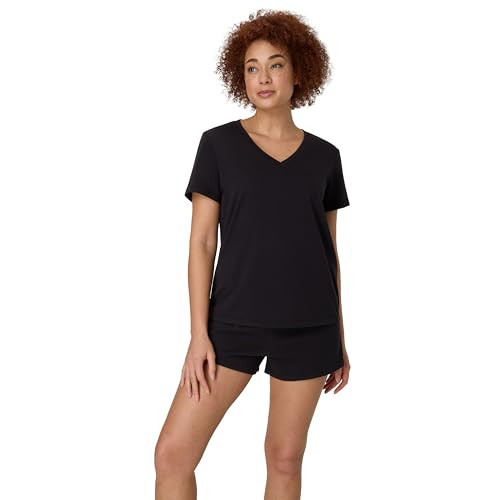 Hanes Women's Originals 2-Piece Lounge Set, Supersoft V-Neck Tee & Sleep Shorts Loungewear Set | Amazon (US)