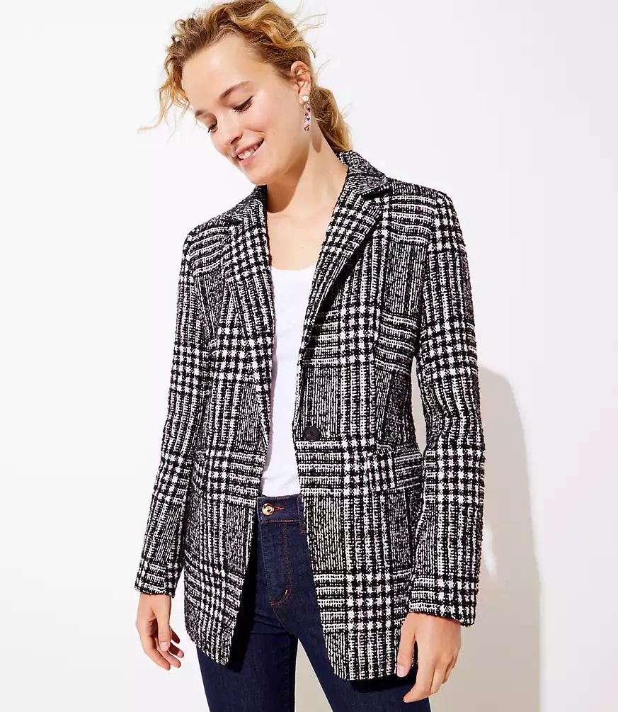 Plaid Tweed Modern Blazer | LOFT