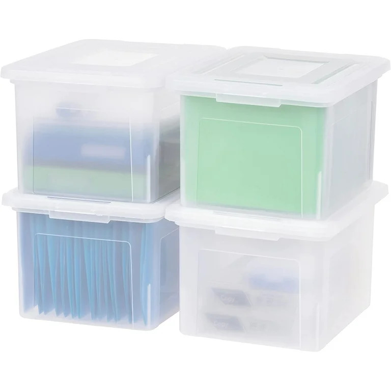 IRIS USA 4 Pack Plastic Stackable Letter/Legal Size File Box, Pearl | Walmart (US)