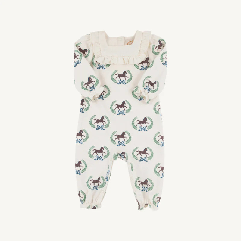 Darla Day Romper - Highland Horses with Palmetto Pearl | The Beaufort Bonnet Company
