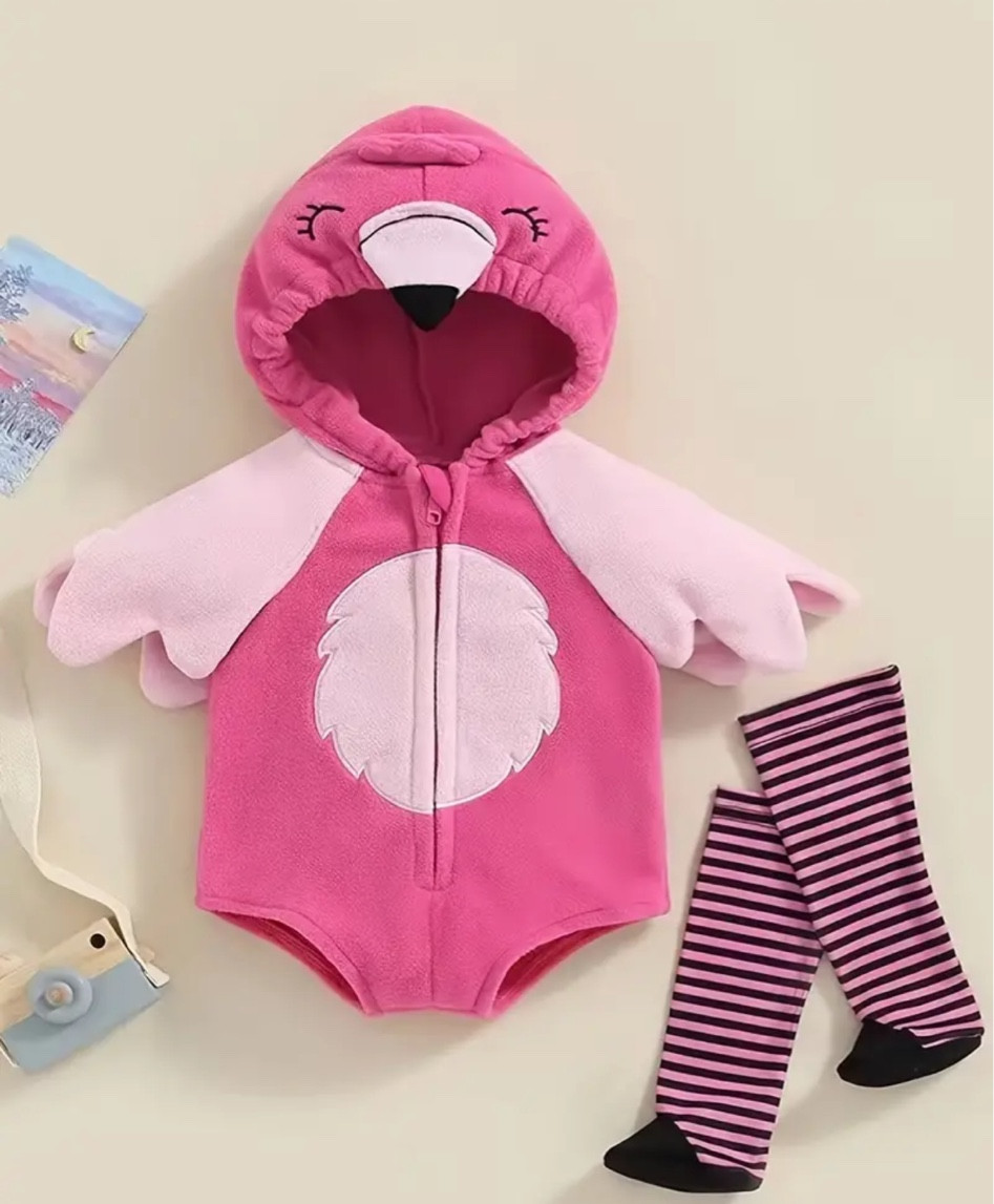 Newborn Baby Girls 2pcs Party Halloween Cosplay Outfit, Super Cute Flamingo Shape Long Sleeve Hooded Zipper Jumpsuit With Wings And Socks

#LTKKids #LTKBaby #LTKSeasonal