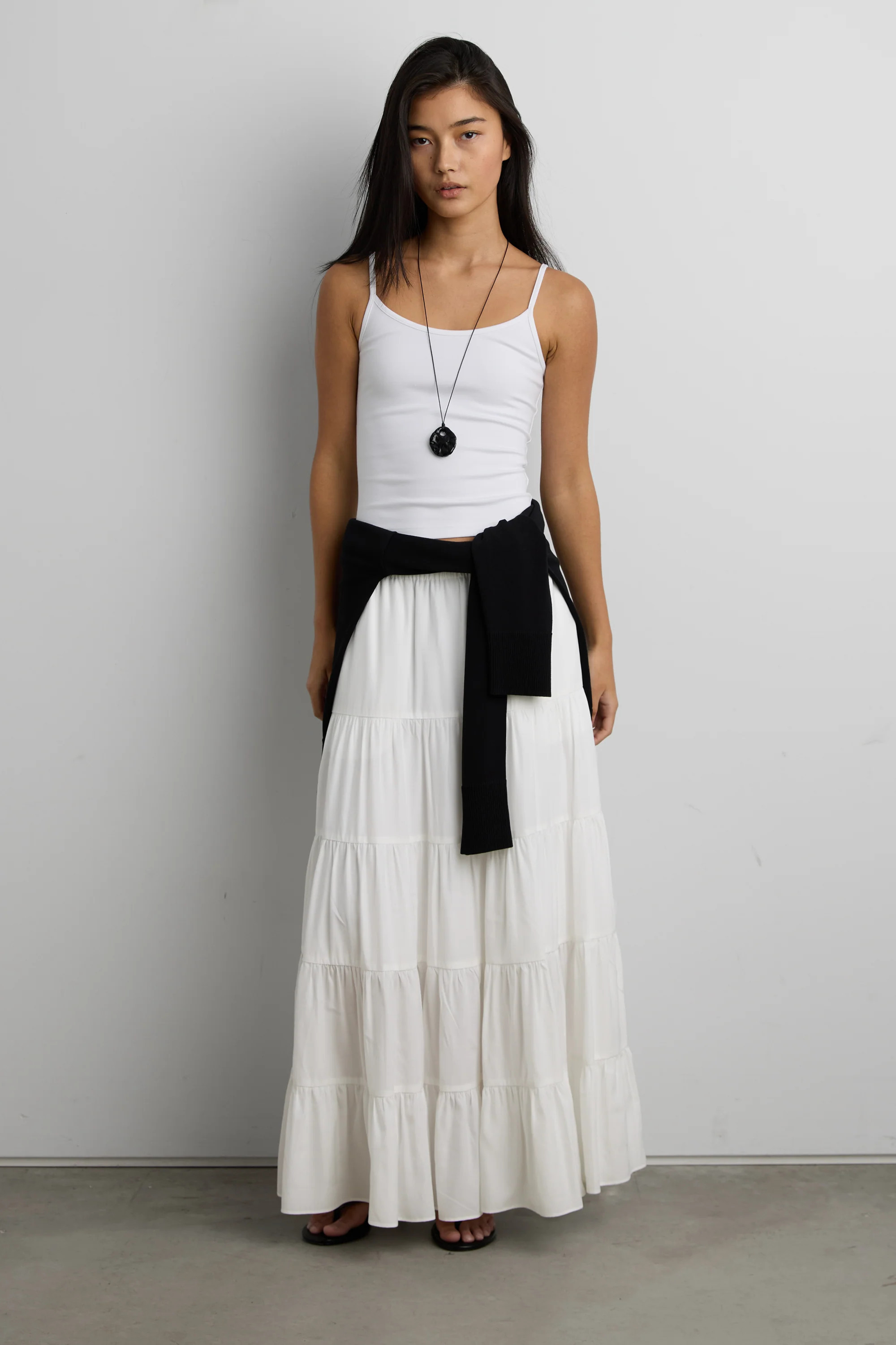 TIERED MAXI SKIRT White / Medium | OAK + FORT