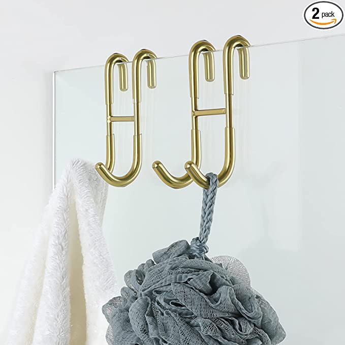 Simtive Shower Door Hooks (2-Pack), Towel Hooks for Bathroom Frameless Glass Shower Door, Shower ... | Amazon (US)