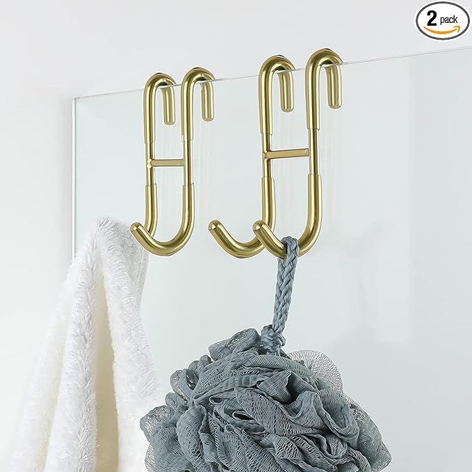 Simtive Shower Door Hooks (2-Pack), Towel Hooks for Bathroom Frameless Glass Shower Door, Shower ... | Amazon (US)