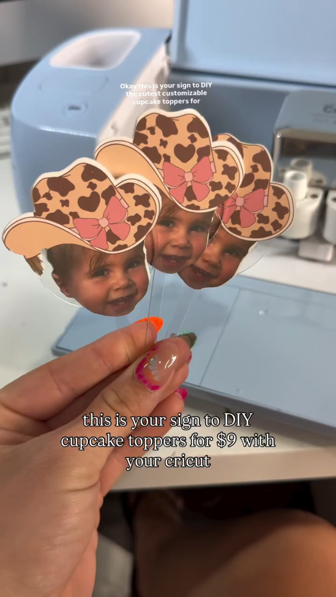 OKAY HERE ARE THE STEPS! Comment CUPCAKE and I’ll send you the link to the materials. 

1. Create your cupcake topper in @canva & set your size to 8.5x11. Print the sheet onto cardstock. 
2. Download the sheet as a .png file with a transparent background (you can do this directly in Canva) & upload that sheet to @cricut design space. 
3. Make the design a single layer. It will look like a silhouette now! 
4. Insert your printed cardstock into your cricut + create! It will cut around your photo and you can just pop them right out. 
5. Glue onto your acrylic cupcake toppers + let sit until dry. 

ENJOY! I’m obsessed with these. Something like this was going to cost me over $80 to buy and I made it for less than $10. 👏🏼

•
•
#diy #diyproject #birthdaydiy #cupcaketopper #cricutcraft #cricutcrafts #cricutcrafting #momlife #momlifebelike