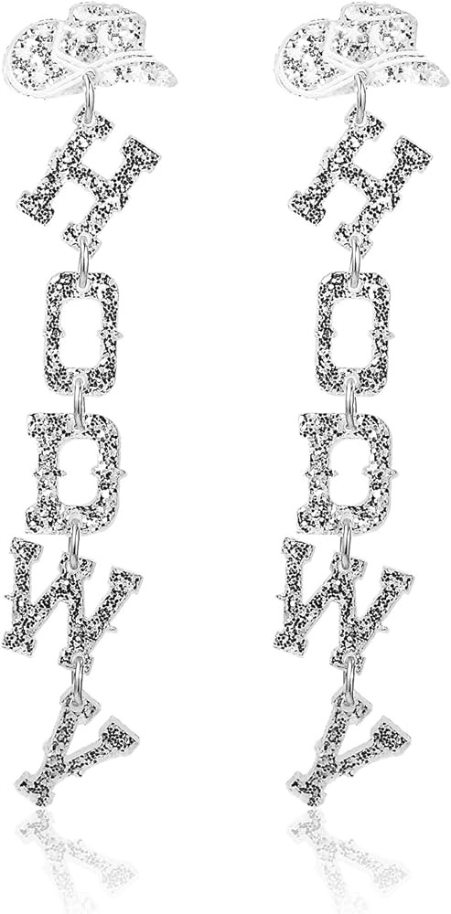 Western Cowboy Cowgirl HOWDY Letters Glitter Drop Dangle Earrings for Women Acrylic Glitter Rodeo... | Amazon (US)