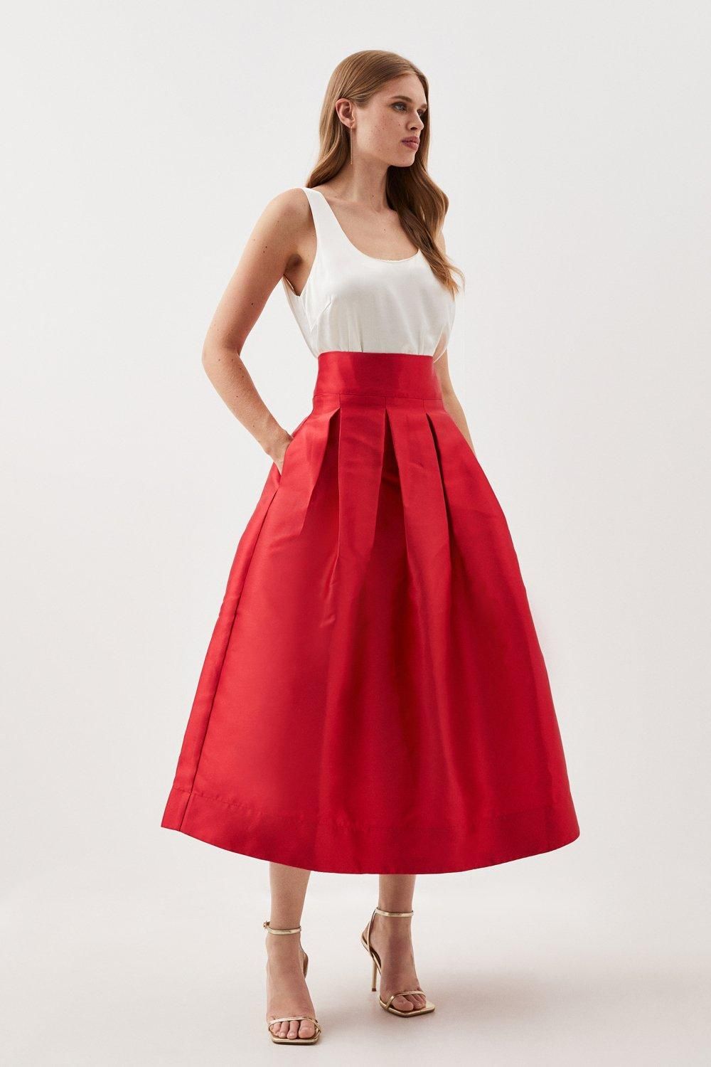 Petite Twill Prom Maxi Skirt | Karen Millen US
