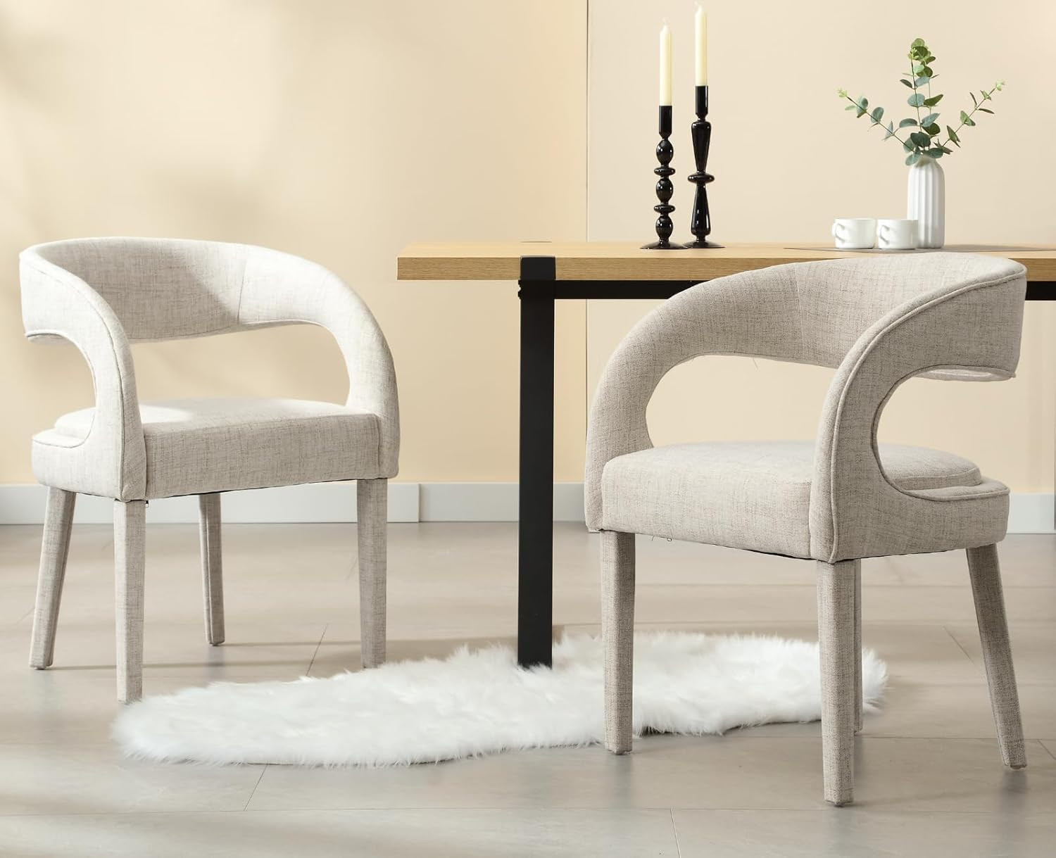 CIMOTA Modern Dining Chairs Set of 2, Upholstered Linen Kitchen & Dining Room Chairs Kitchen Chai... | Amazon (US)