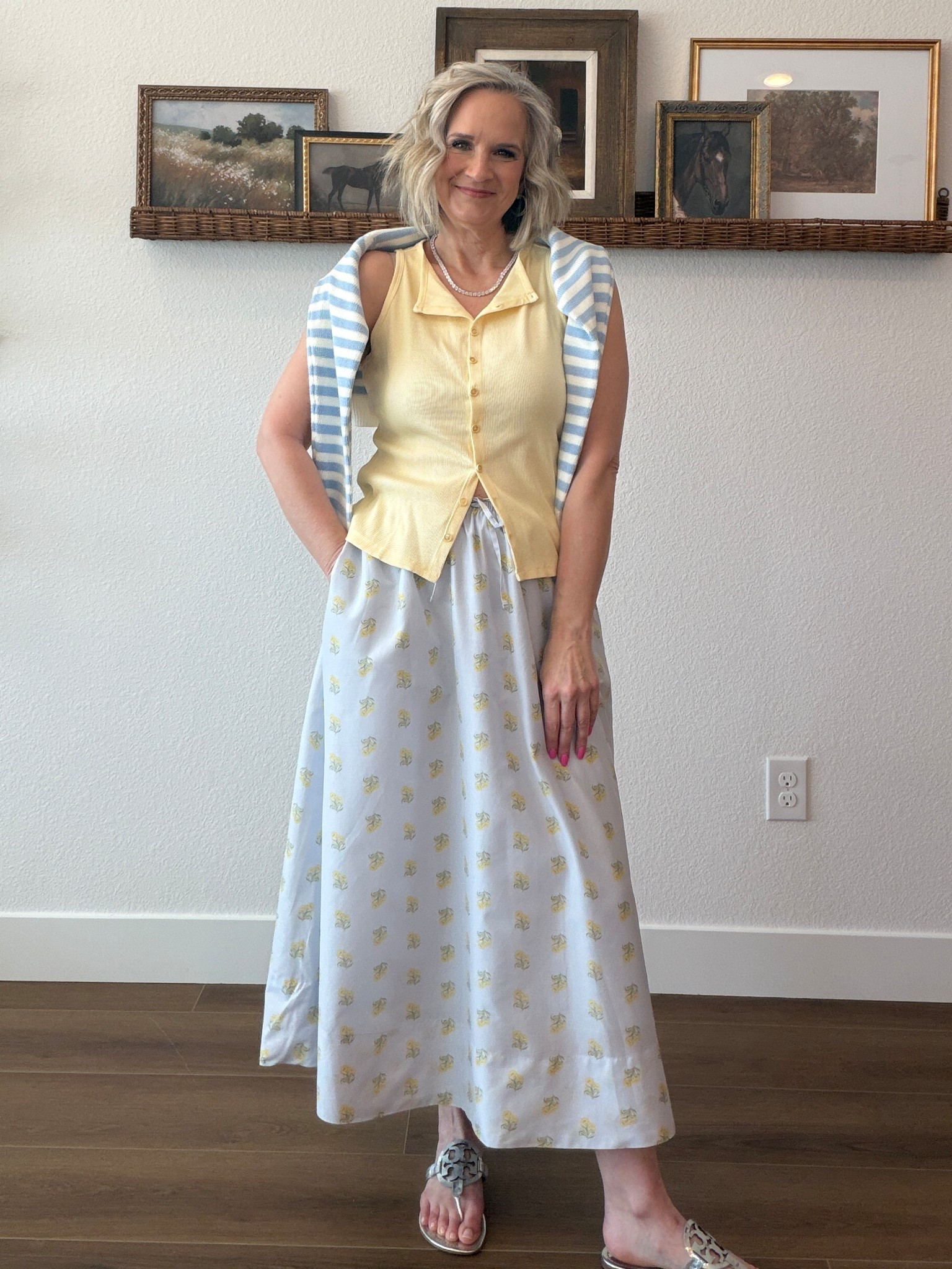 Target Circle Deals Are 30% off
Wearing a M skirt and small tops 

Midi skirt, tank top, striped sweater, open knit top, wedge, flats, Tory Burch, over 50, midlife women

#LTKSaleAlert #LTKootd #LTKOver40