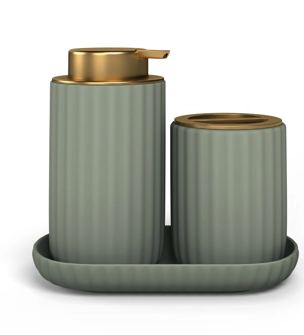 Beautiful Fluted Stoneware Bath Accessories 3-Piece Set by Drew Barrymore, Sage! 

#LTKStyleTip #LTKFindsUnder50 #LTKHome