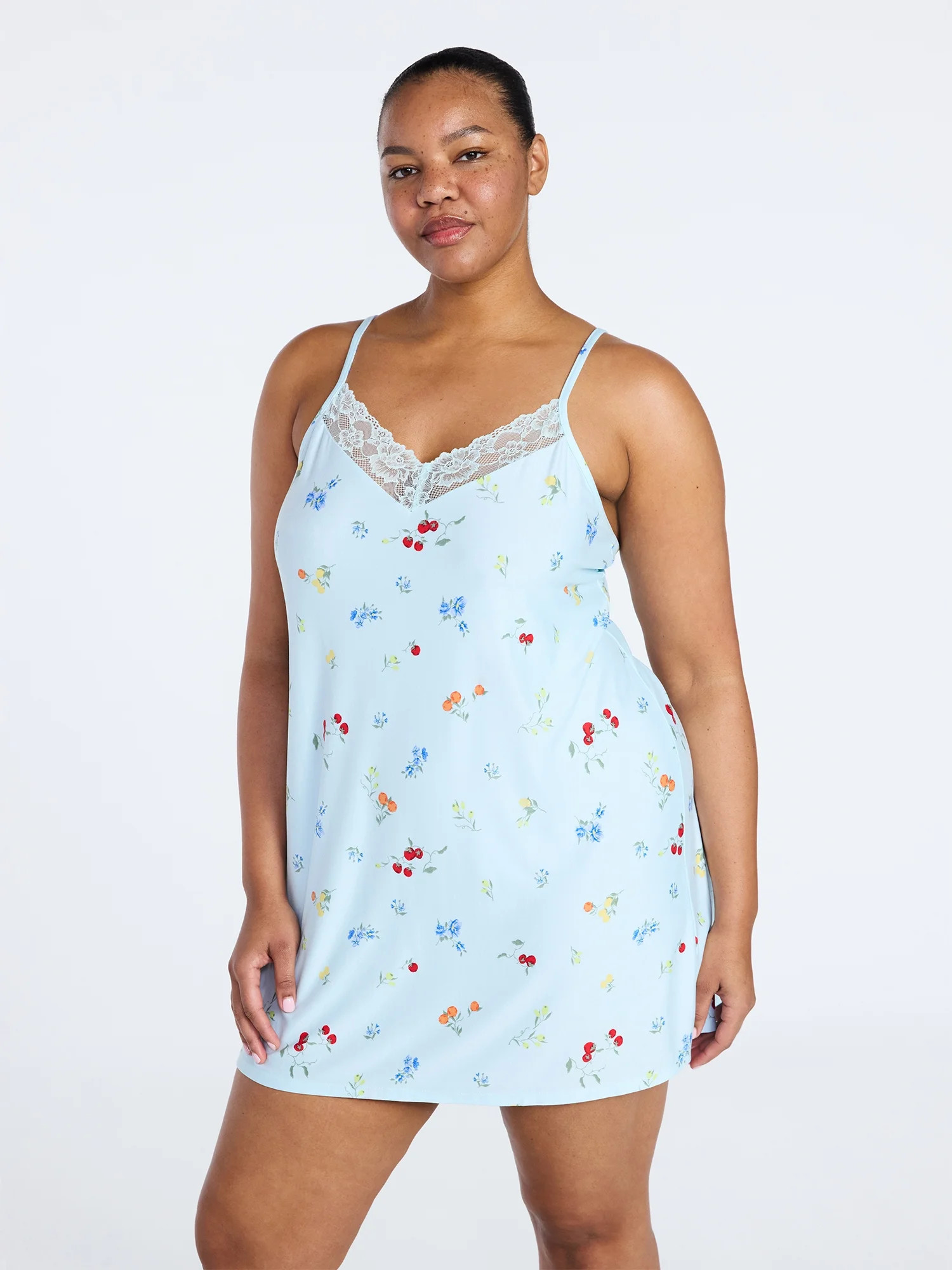 Joyspun Women’s Dreamy Soft Collection Lace Front Knit Chemise, Sizes XS to 3X | Walmart (US)