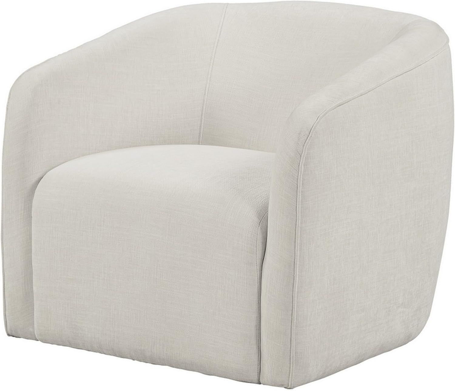Benjara Lea 33 Inch Barrel Club Chair, Cushioned Seating, Soft Beige Upholstery | Amazon (US)