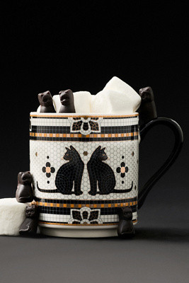 Bistro Tile Stoneware 24k Gold Accent Halloween Mug | Anthropologie (US)