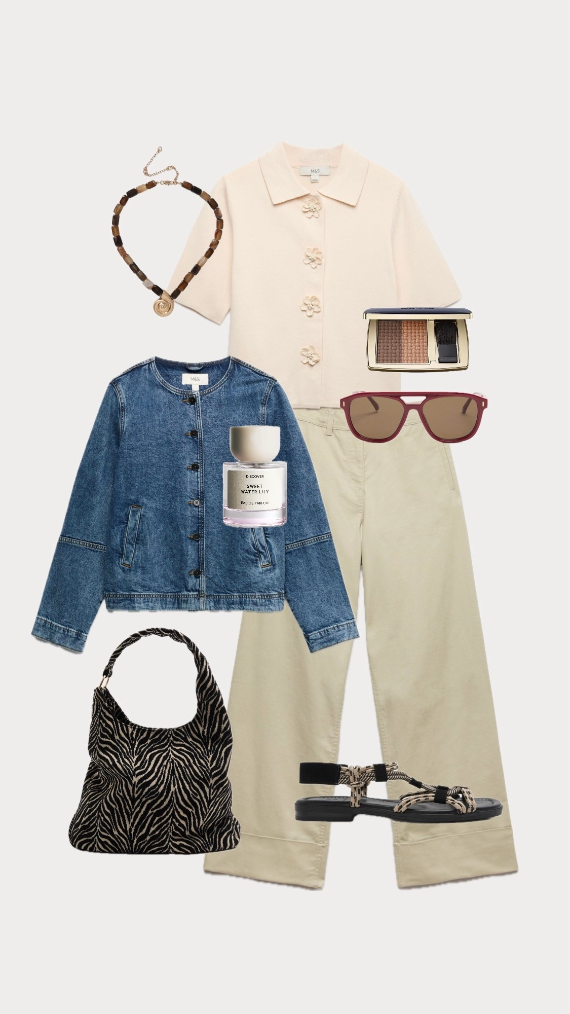 Spring Style …
Wide Leg Chinos
Denim Jacket 
Short Sleeve Knit
Rope Sandals
Animal Print

#LTKspring #LTKstyletip #LTKover50style