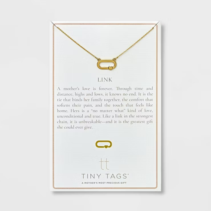 Tiny Tags 14K Gold Plated Heart Link Chain Necklace - Gold | Target