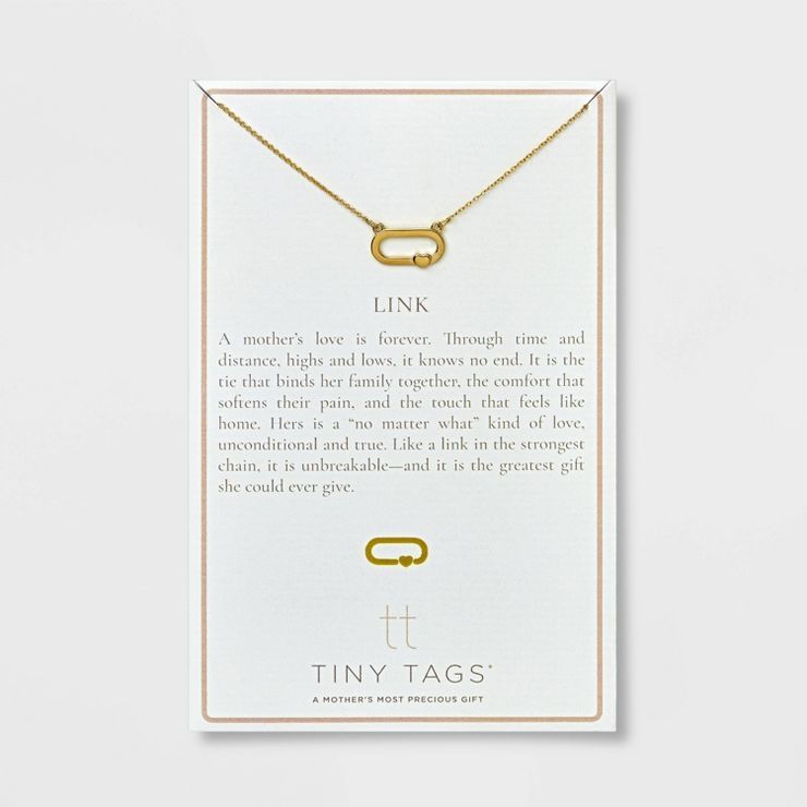 Tiny Tags 14K Gold Plated Heart Link Chain Necklace - Gold | Target