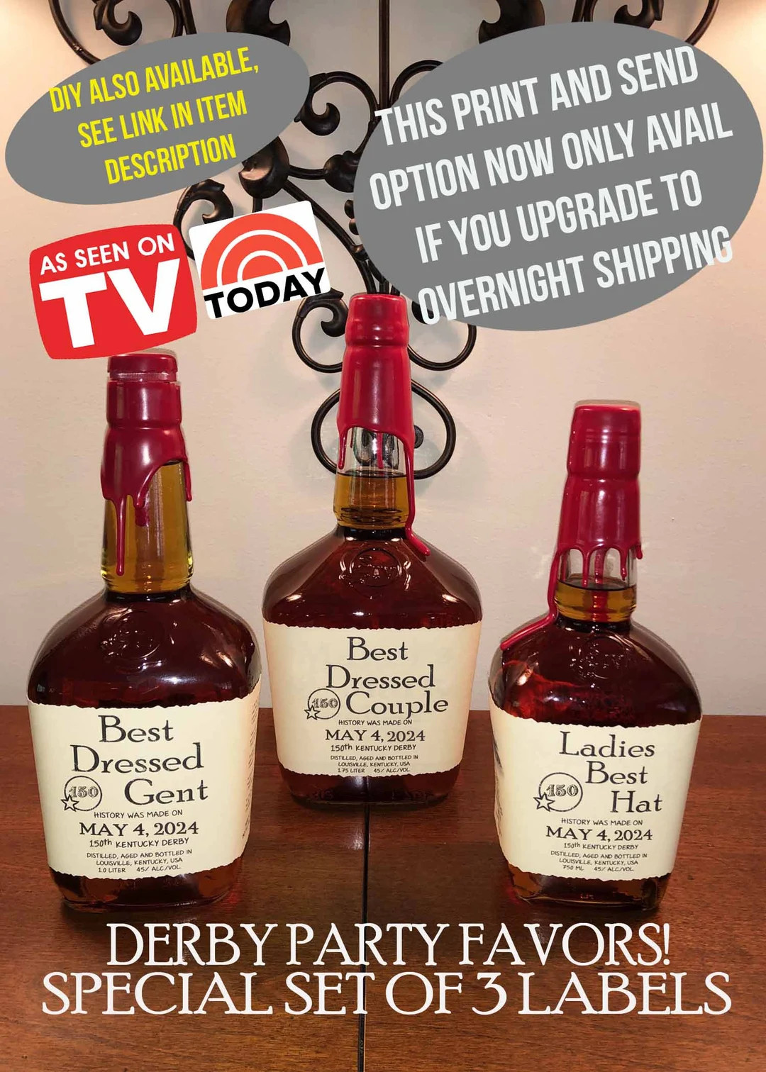 Whiskey Labels for 3 Prize Bourbon bottles 2024 Kentucky Derby Party, 5 Sizes Available MAILED TO... | Etsy (US)