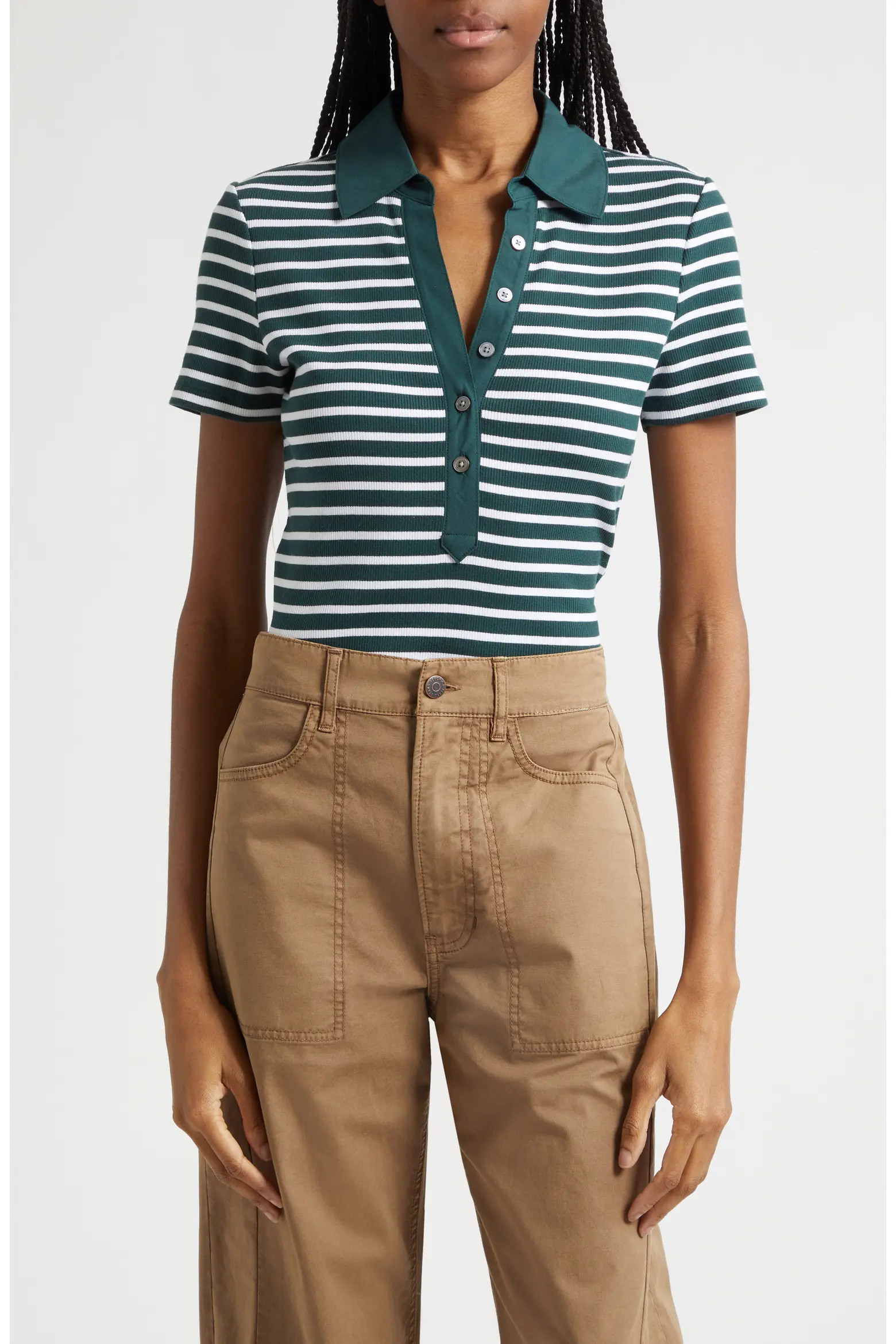 Kearney Stripe Mixed Media Stretch Cotton Top (Women) | Nordstrom | Nordstrom
