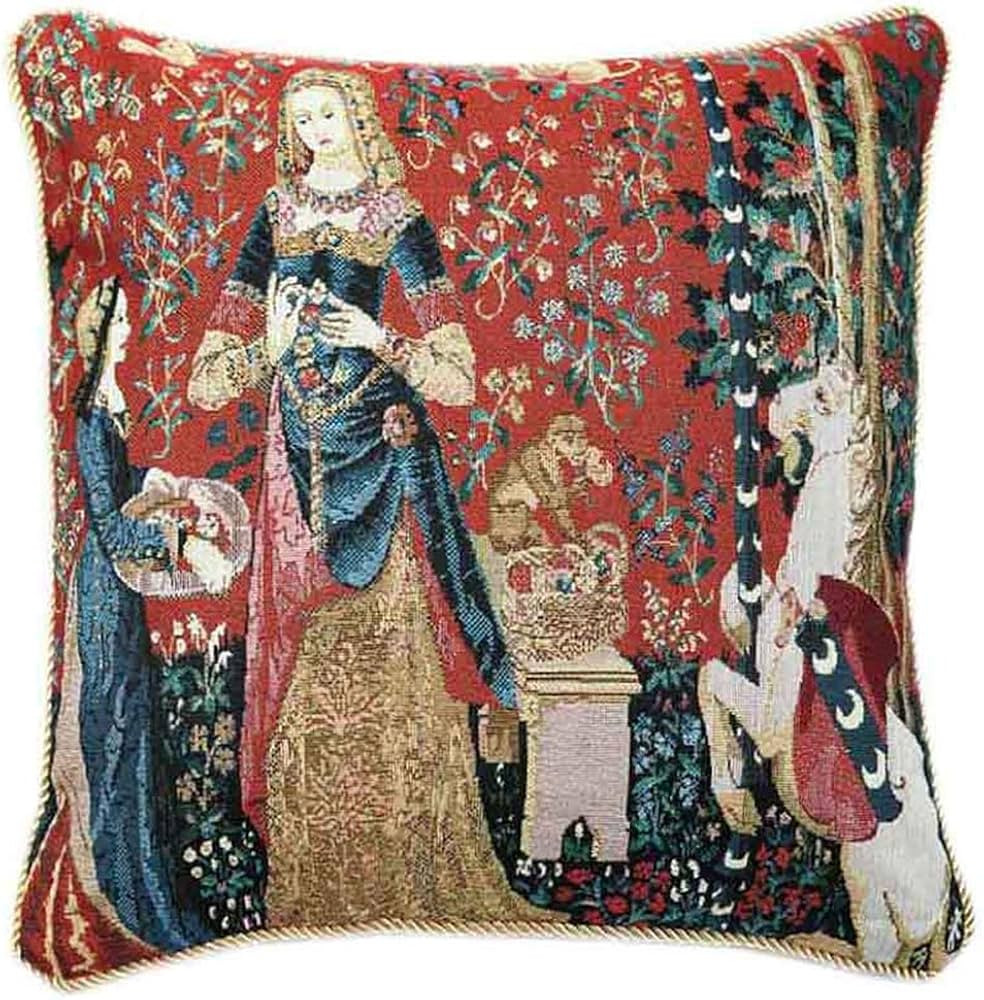 Signare Tapestry Designer Art Cushion Cover 18x18 inch Lady Unicorn Design (Sense of Smell) (CCOV... | Amazon (US)