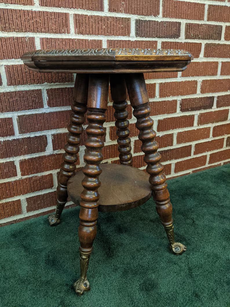 Antique Victorian Ornate Piano Stool With Metal Claw and Glass Ball Feet - Etsy | Etsy (US)