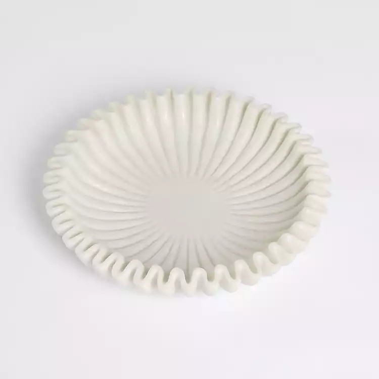 White Faux Marble Scalloped Decorative Bowl | Kirklands Home | Kirklands