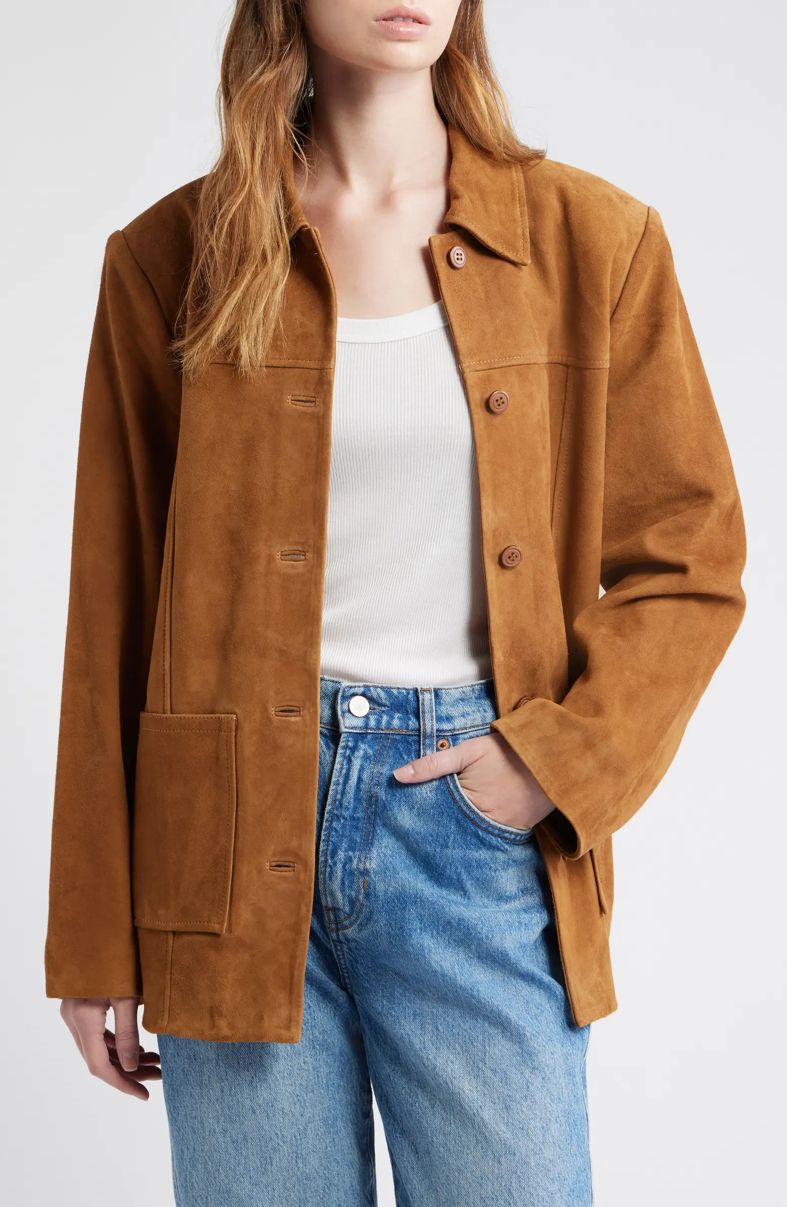 Reformation Veda Lincoln Suede Shirt Jacket | Nordstrom | Nordstrom