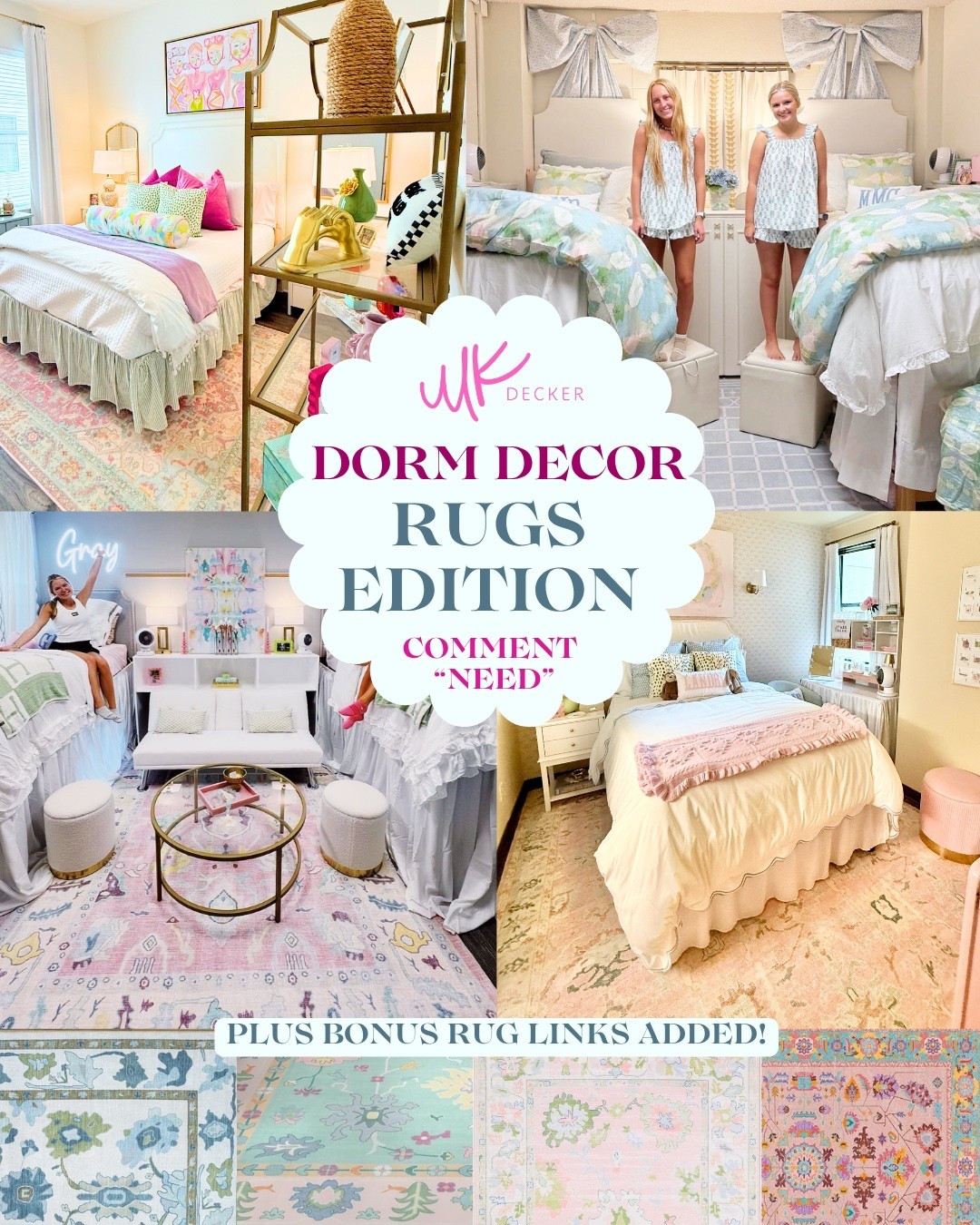 Tried, True, Tested, and LOVED!! Why go to all of the trouble when we’ve done the work for you!!
🌸These rugs are absolutely beautiful and are proven to look beautiful with our artwork & pillows! 
Just comment “RUG” now to receive the links instantly in your inbox! 📥 
✅ Be sure to SAVE this post for dorm inspo and FOLLOW @mkdeckerdesigns for more college room ideas SHARED DAILY! Shop our original artwork & textile collections now at Mkdeckerdesigns.com (linked in bio!)🩵
•
•
•
•
•
#dorm #dormroom #college #dormdecor #dormlife