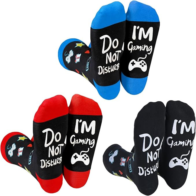 3 Pairs Funny Gaming Socks, Stocking Stuffers for Teens Kids Men, Christmas Gifts for Teens Kids ... | Amazon (US)