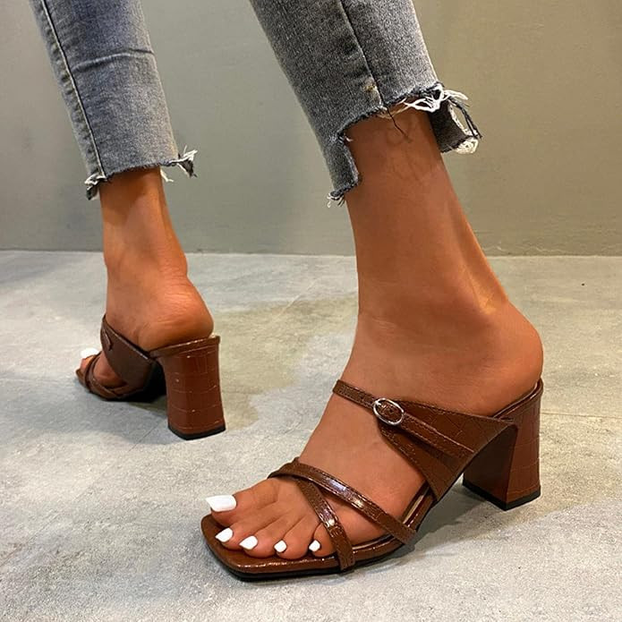 Sandals Shoes for Women 2022 Summer Strappy Low Heels Sandals Slipper Casual Sandal with Open Toe... | Amazon (US)