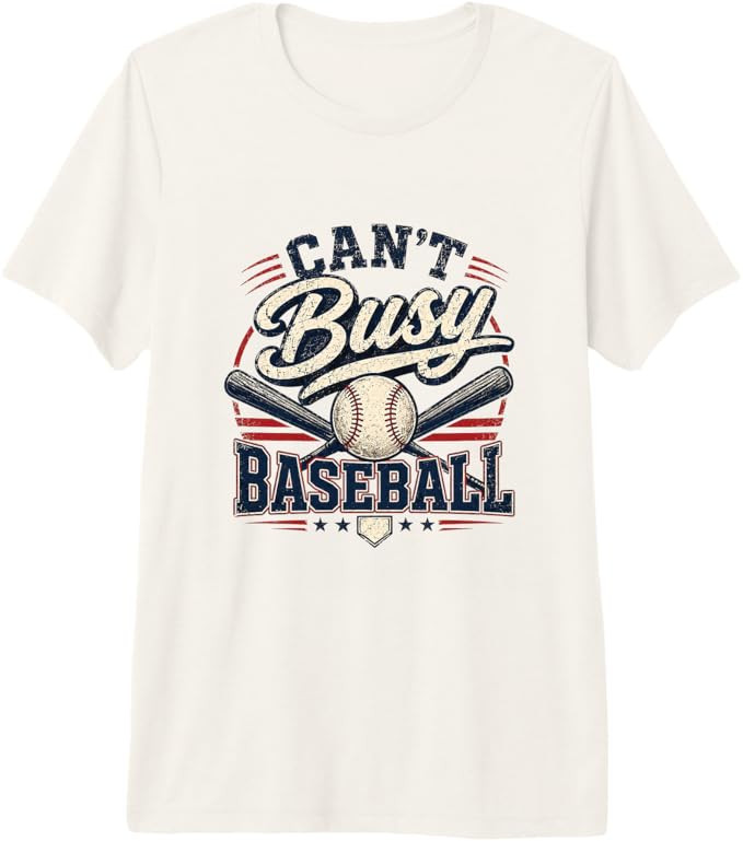Can't Busy Baseball Vintage Retro Graphic Premium Tri-Blend T-Shirt | Amazon (US)