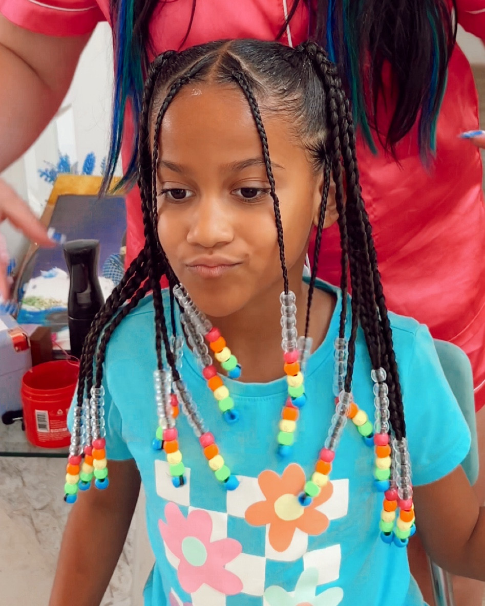 easy braids + beads style 🌈 wash day products