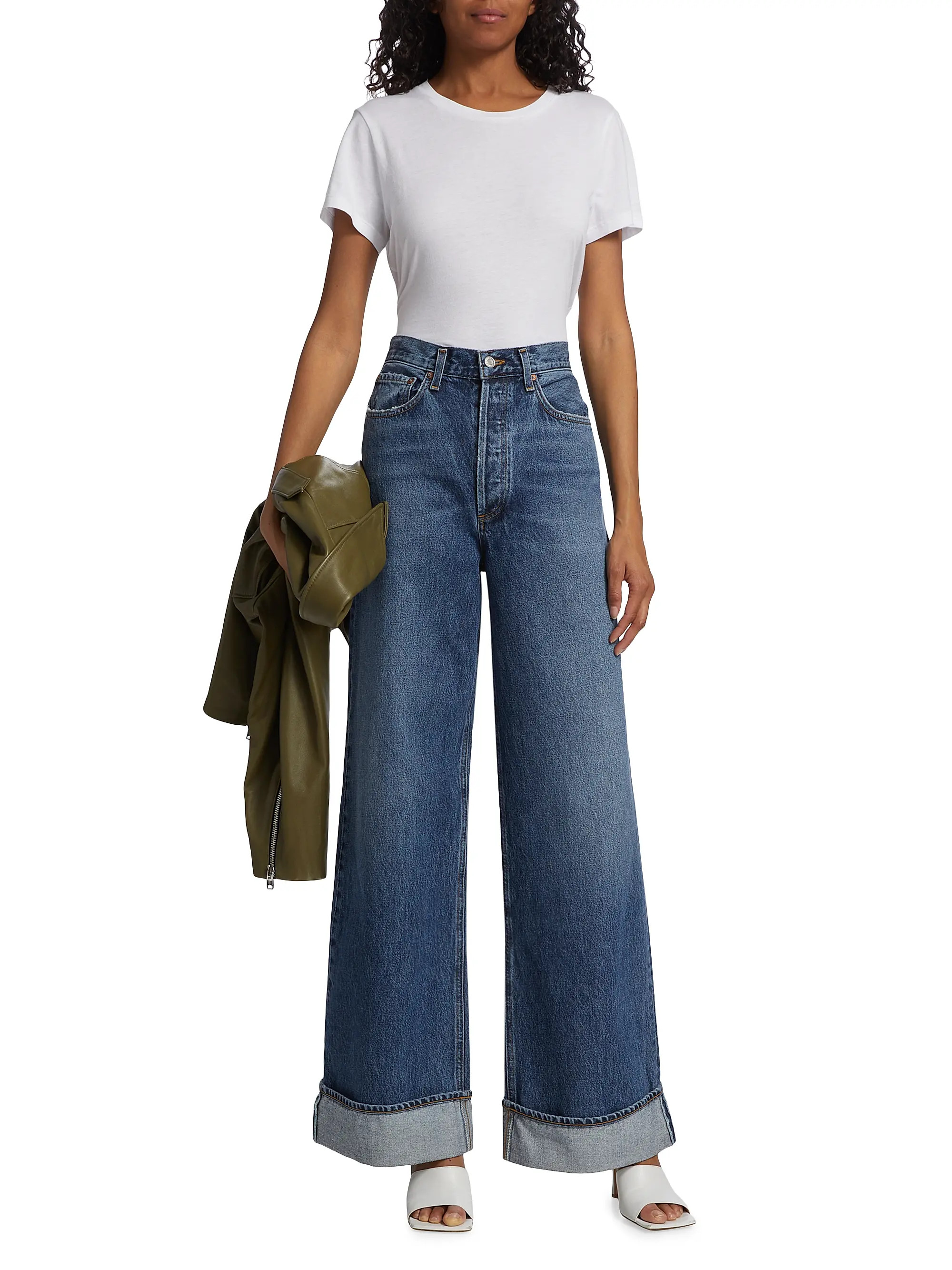 Dame Wide-Leg Cuffed Jeans | Saks Fifth Avenue
