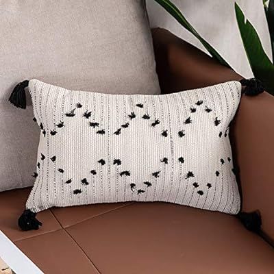 OJIA Farmhouse Black and Cream Lumbar Pillow Cover, 12 x 20 Decorative Throw Pillow Case Tribal G... | Amazon (US)