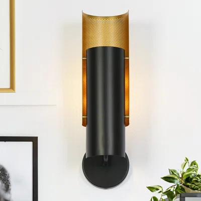 1-Light Modern Black Brass Cylinder Swing Armed Wall Sconce | Wayfair North America