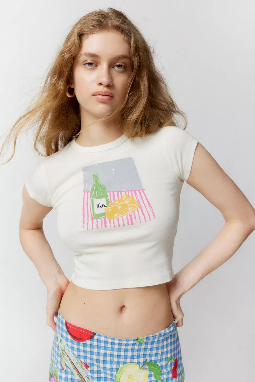 Cheese & Wine Doodle Baby Tee | Urban Outfitters (US and RoW)