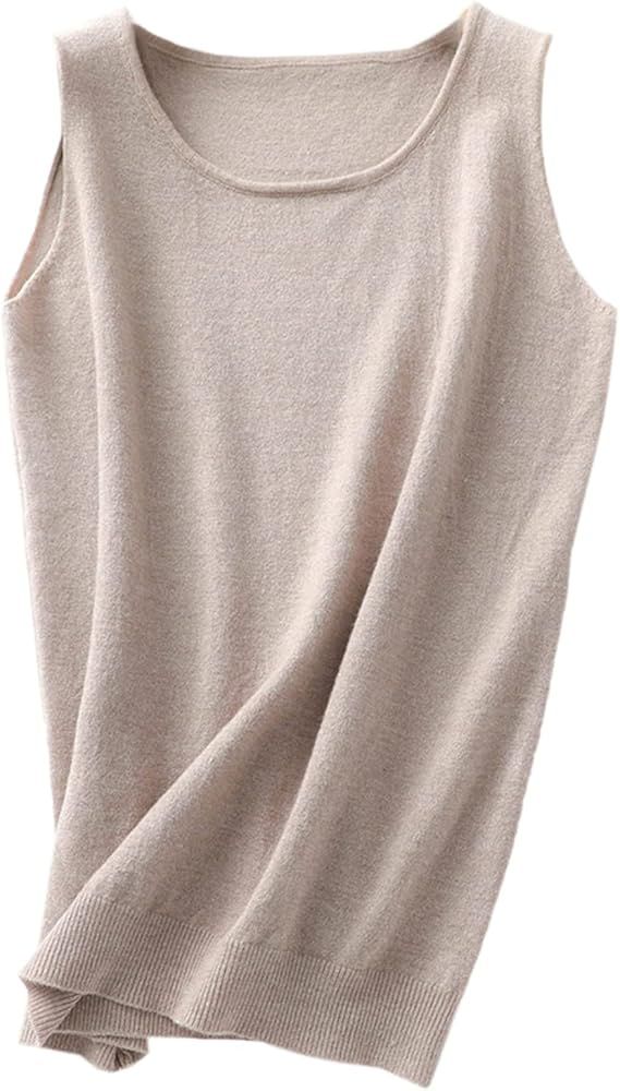 SANGTREE Crewneck Cashmere Knitted Tanks for Women | Amazon (US)