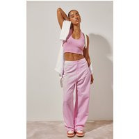 Pink Rib Scoop Neck Halter Top | PrettyLittleThing CAN