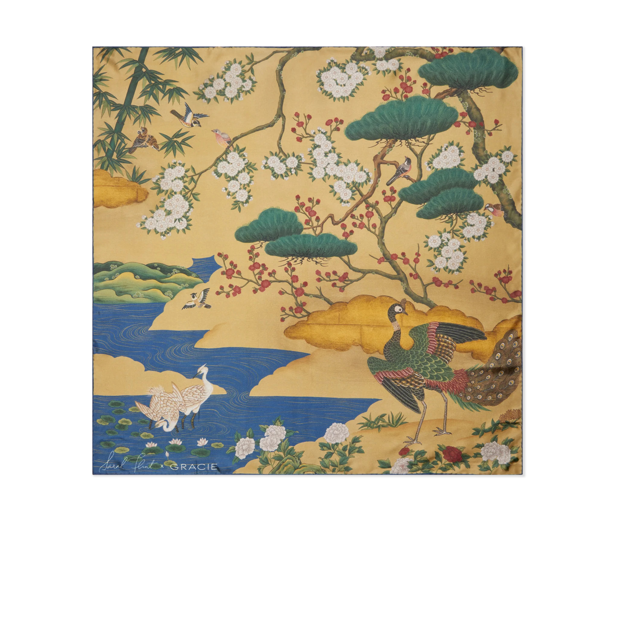 Sarah Flint x Gracie Kano Garden Scarf 90 | Gold Haze Silk | Sarah Flint | Sarah Flint