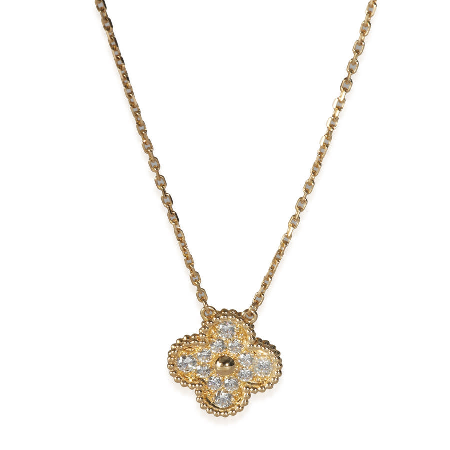 Pre-Owned Van Cleef & Arpels Yellow Gold Diamond Vintage Alhambra Pendant | Jomashop.com & JomaDeals.com