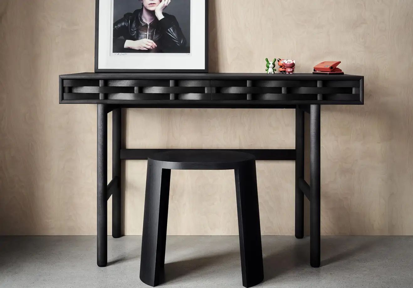 Weave Desk from Ringvide, Birch wood, black oil, Scandinavian | 1stDibs