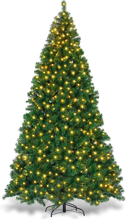 Goplus 9ft Artificial Pre-lit Christmas Tree Premium Spruce Hinged Tree with 700 LED Lights and S... | Amazon (US)