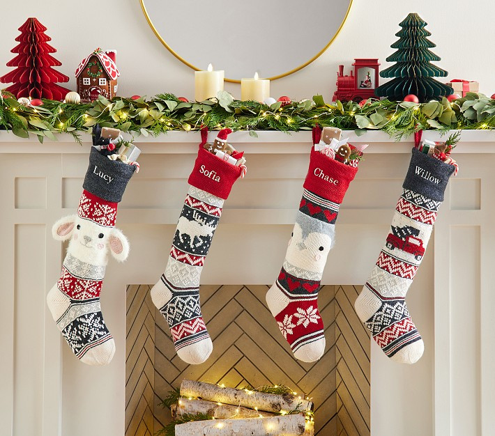 Natural Fair Isle Christmas Stocking Collection | Pottery Barn Kids