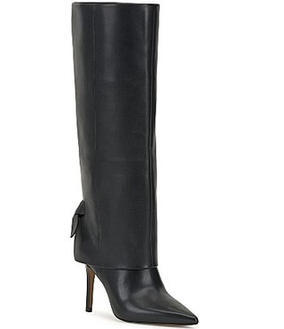 Vince Camuto Kammitie Leather Foldover Knotted Back Strap Tall Boots - 8.5 | Dillard's