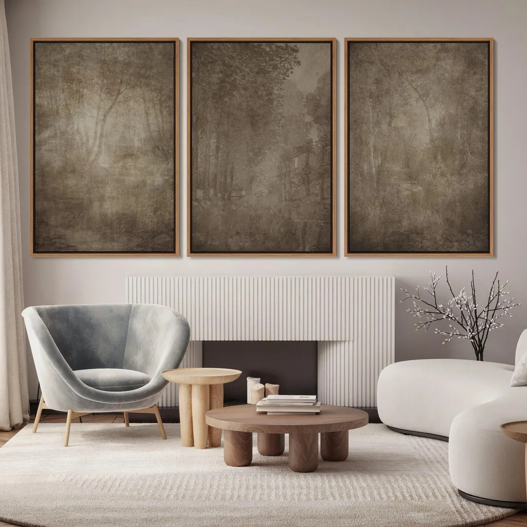 Vintage Landscape Framed Wall Art Set of 3, Vintage Tree Painting Canvas Wall Art Prints, Antique... | Etsy (US)