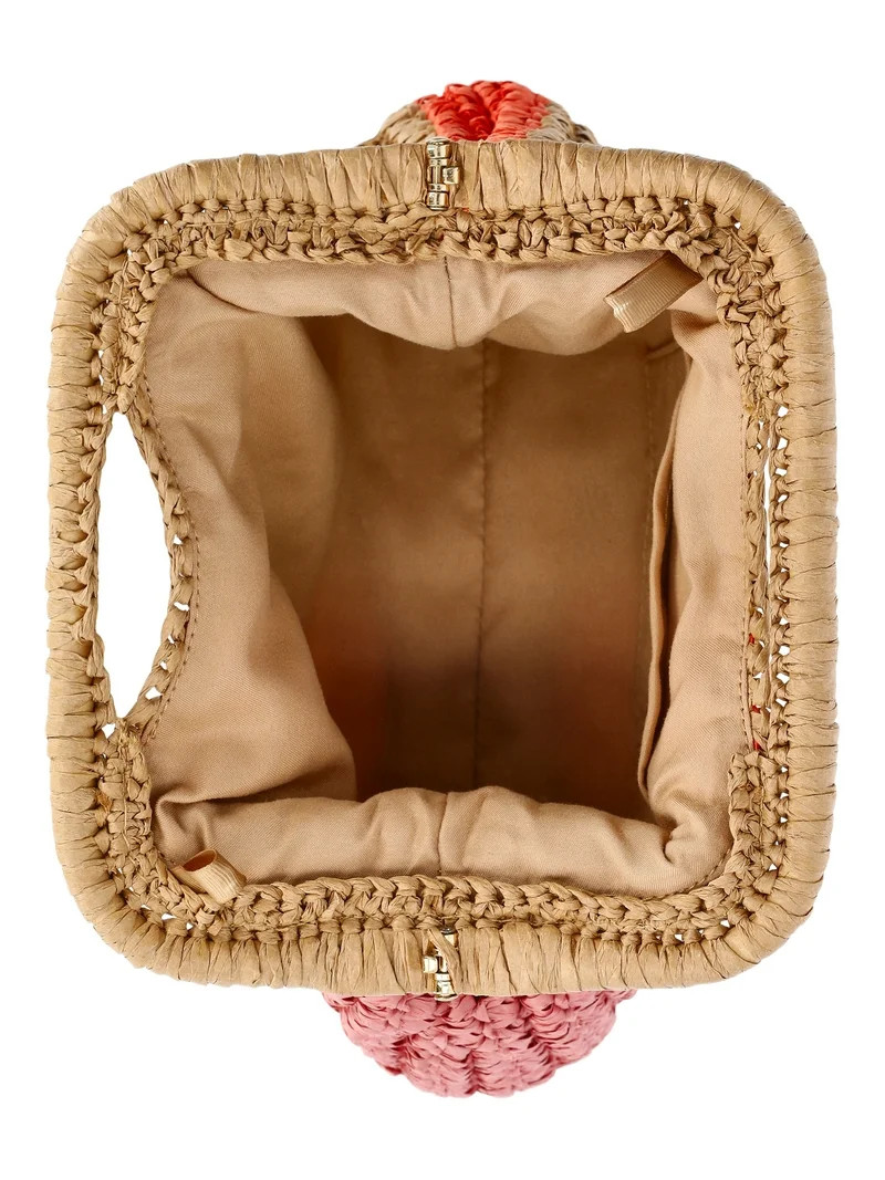 Time and Tru Women's Striped Straw Frame Clutch Handbag, Multicolor | Walmart (US)