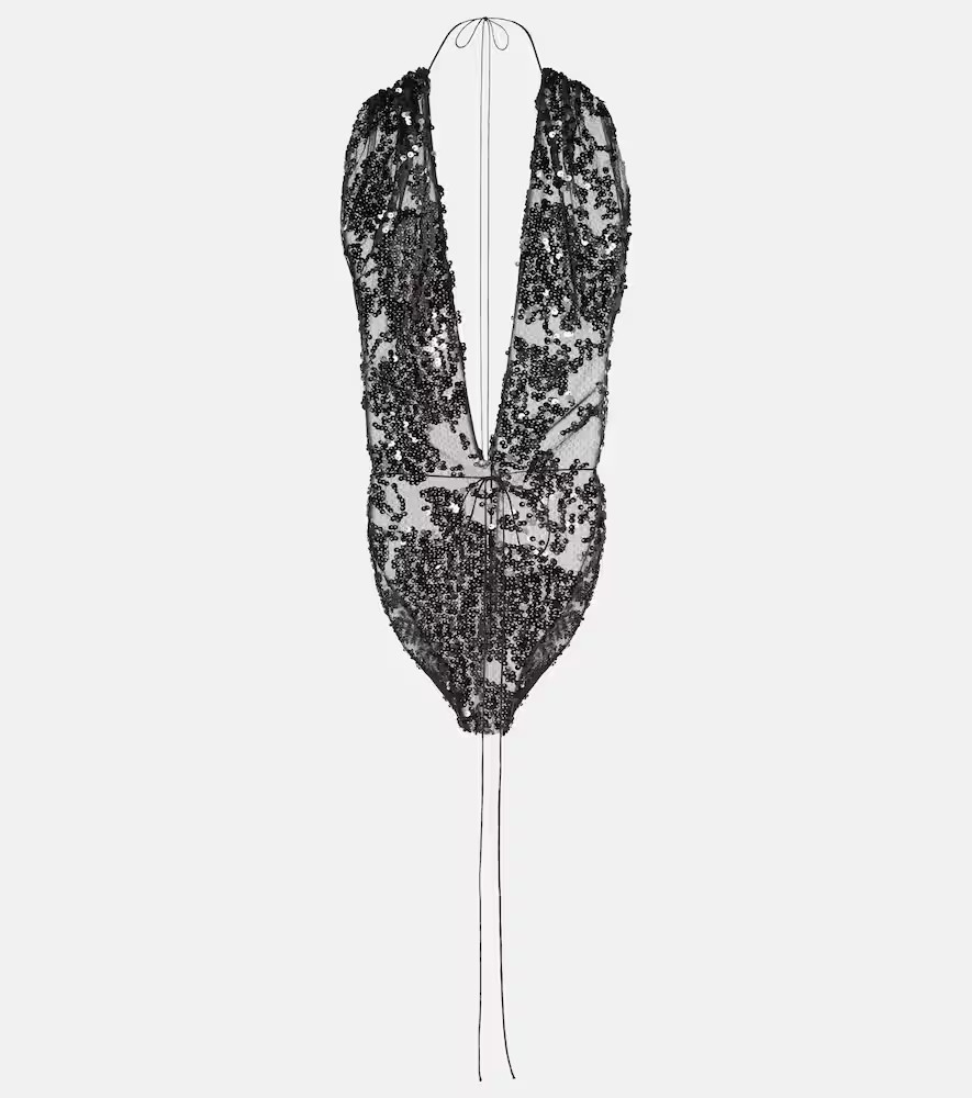 Victoria Beckham Body aus Tüll mit Pailletten | Mytheresa (DACH)